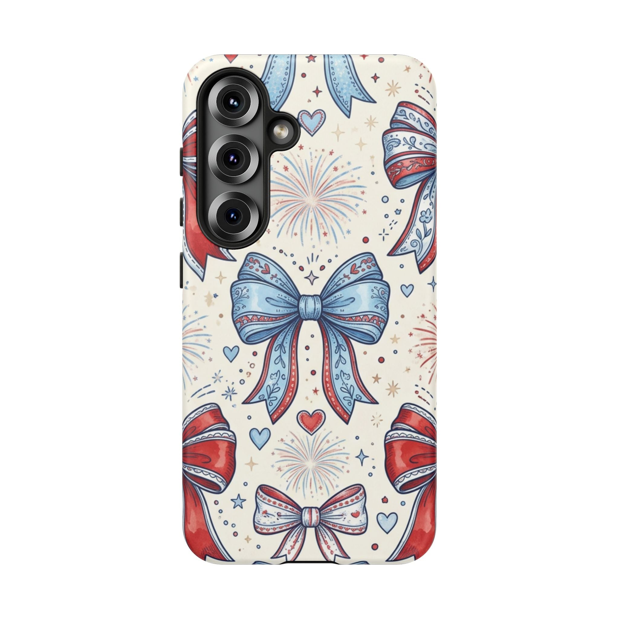 Patriotic Coquette Bows Phone Case – Americana Ribbon & Fireworks Design Printify