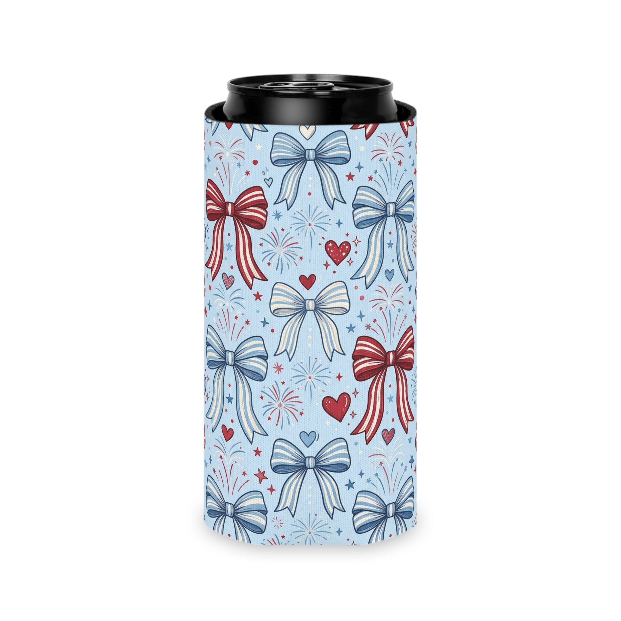 Patriotic Coquette Bows Can Cooler Printify