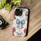 Patriotic Coquette Bows Phone Case – Americana Ribbon & Fireworks Design Printify