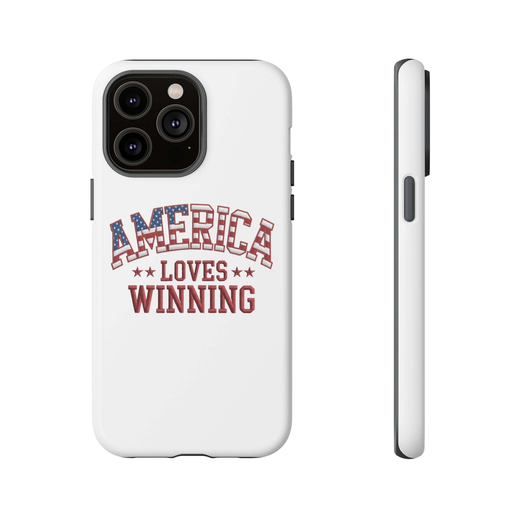 America Loves Winning Patriotic Phone Case – Tough Dual Layer iPhone & Samsung Galaxy S26 Case