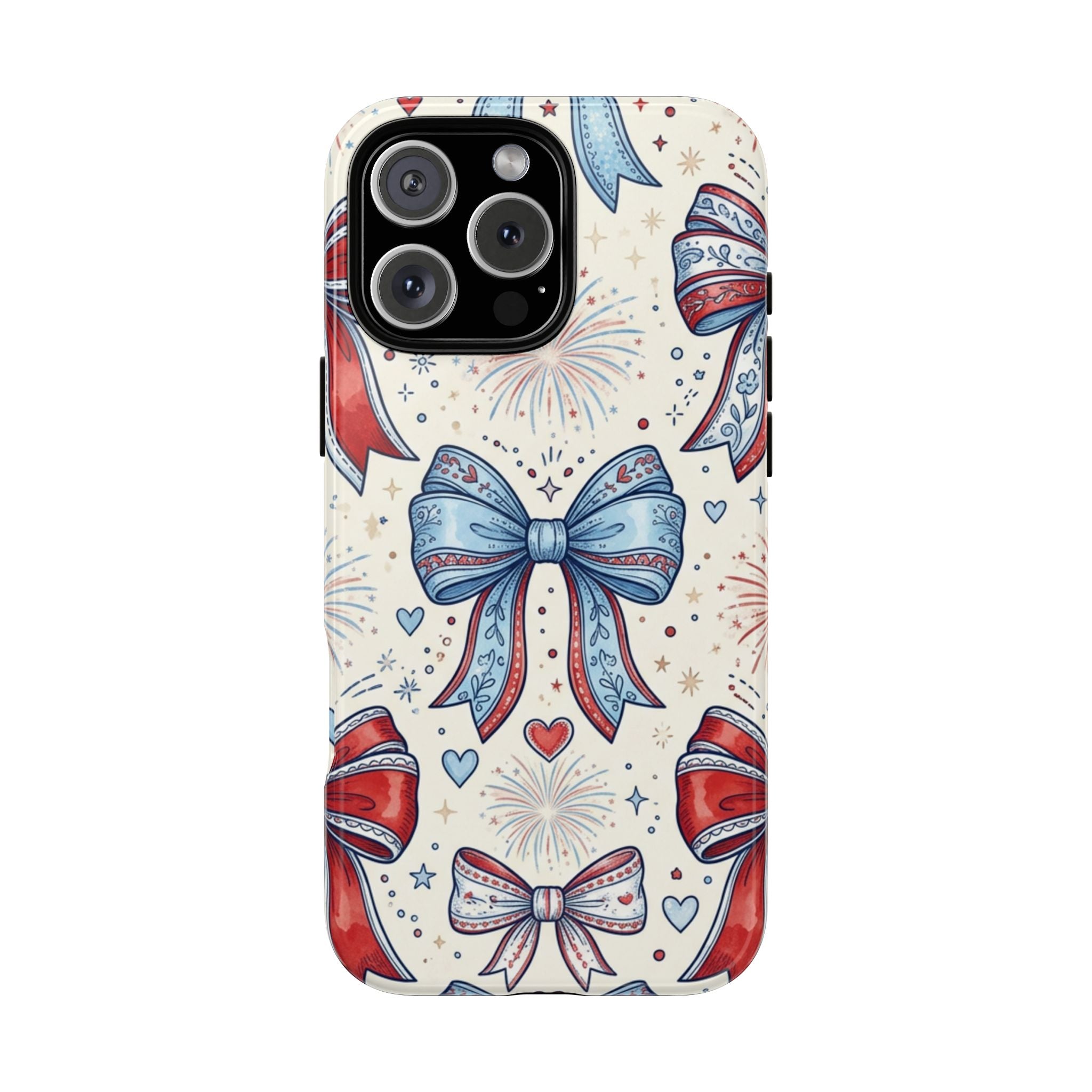Patriotic Coquette Bows Phone Case – Americana Ribbon & Fireworks Design Printify