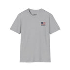 American Flag Pocket T-Shirt — "America's" Small Logo Patriotic Tee Printify