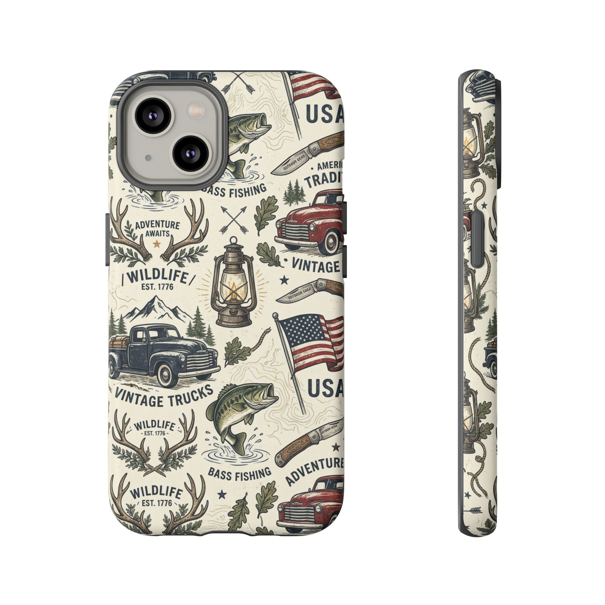 Patriotic Outdoors Phone Case – Bass Fishing & Vintage Americana Case Printify