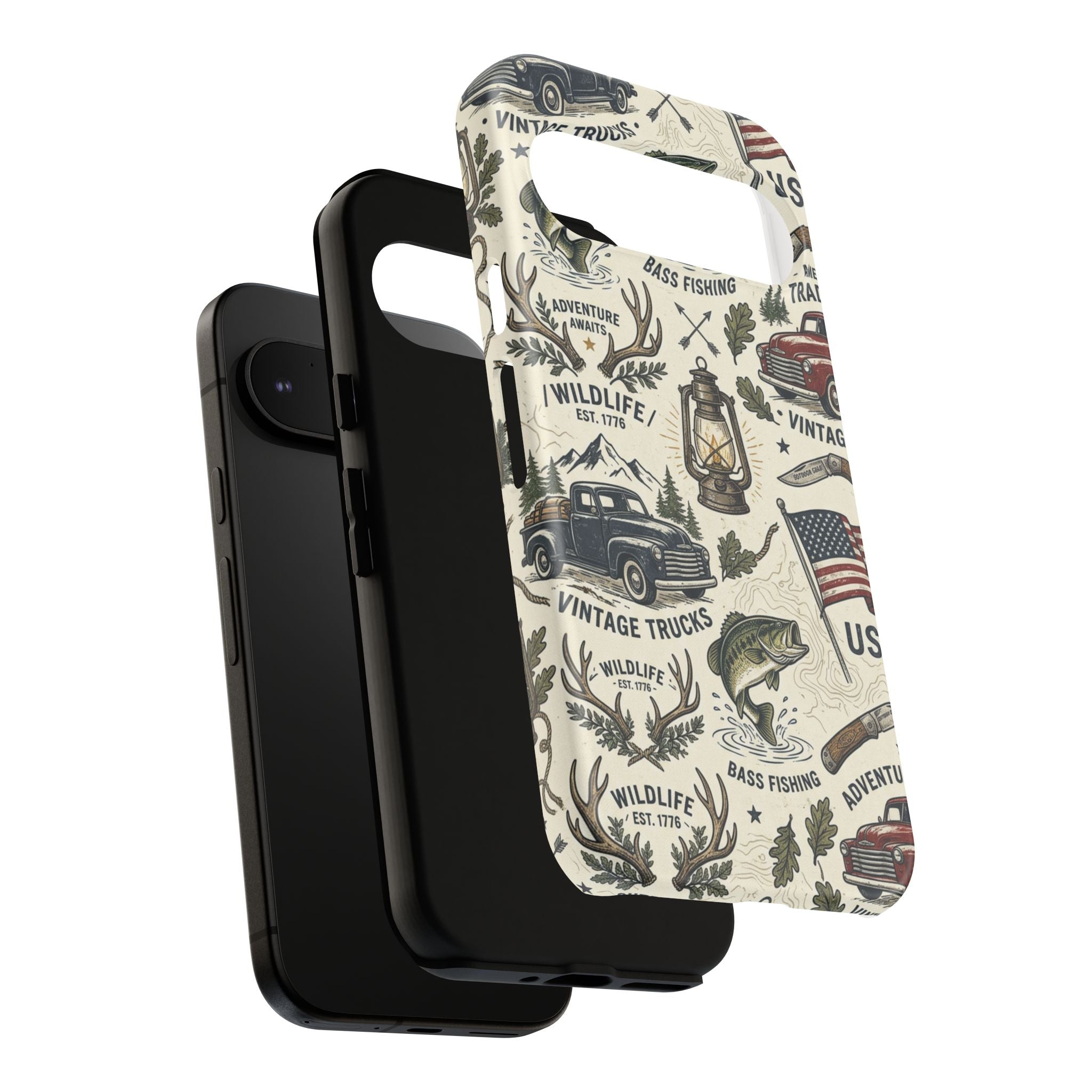 Patriotic Outdoors Phone Case – Bass Fishing & Vintage Americana Case Printify