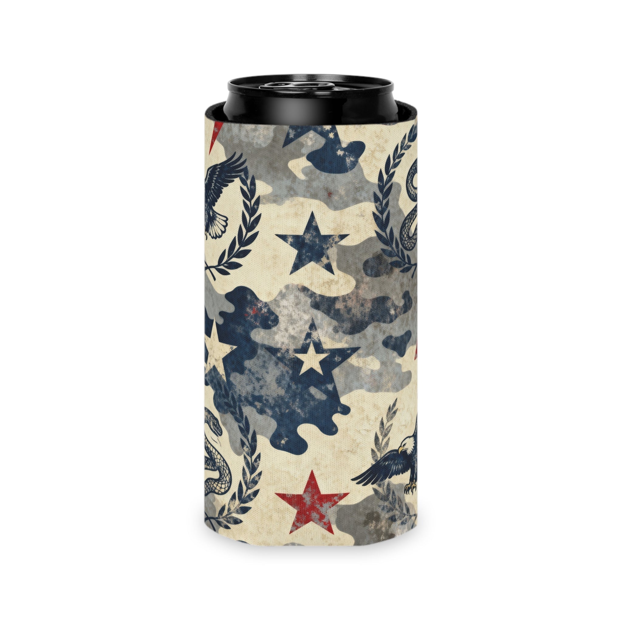 Patriotic Camo Freedom Can Cooler Printify