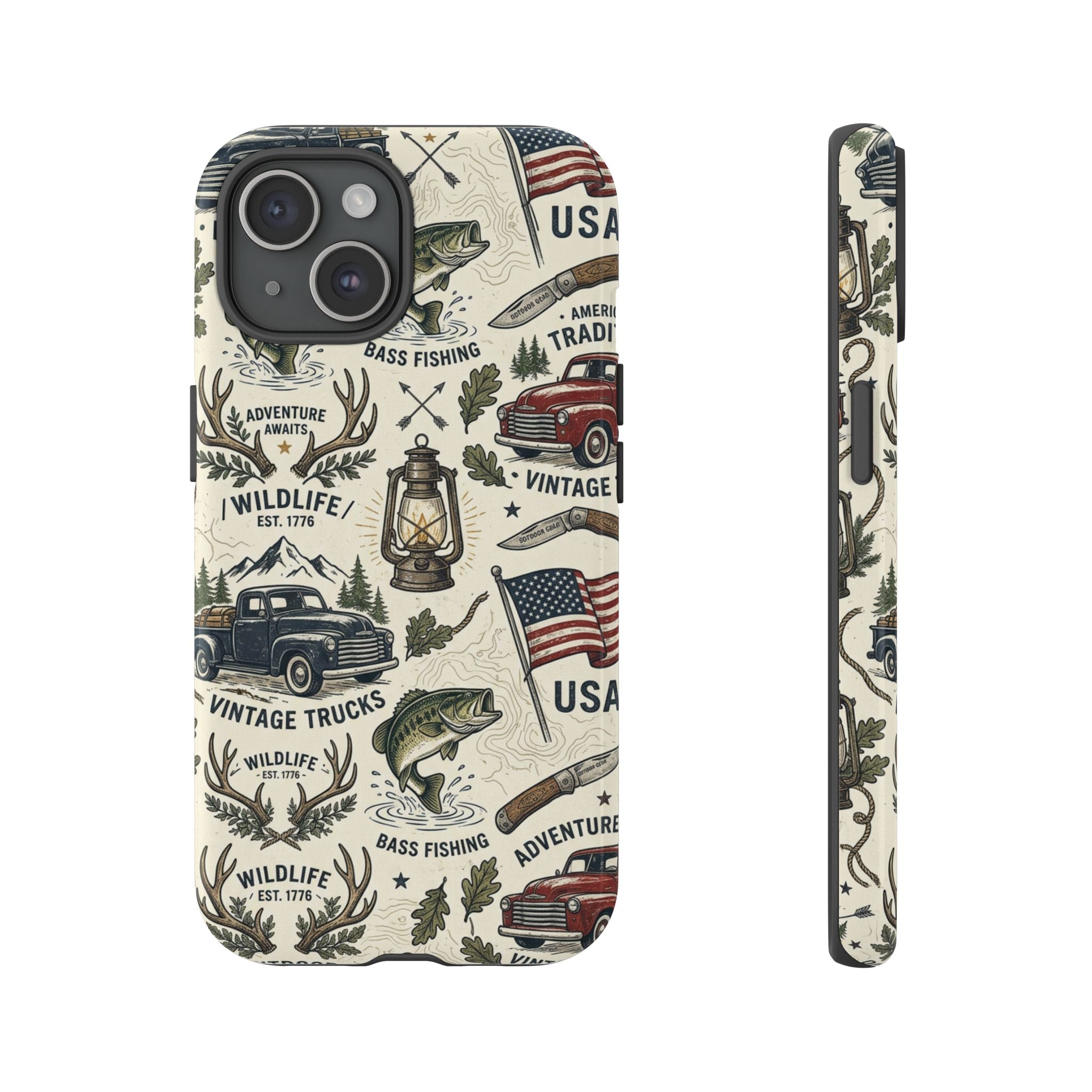 Patriotic Outdoors Phone Case – Bass Fishing & Vintage Americana Case Printify