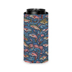 American Bass Can Cooler — Patriotic Fishing Beverage Cooler Printify