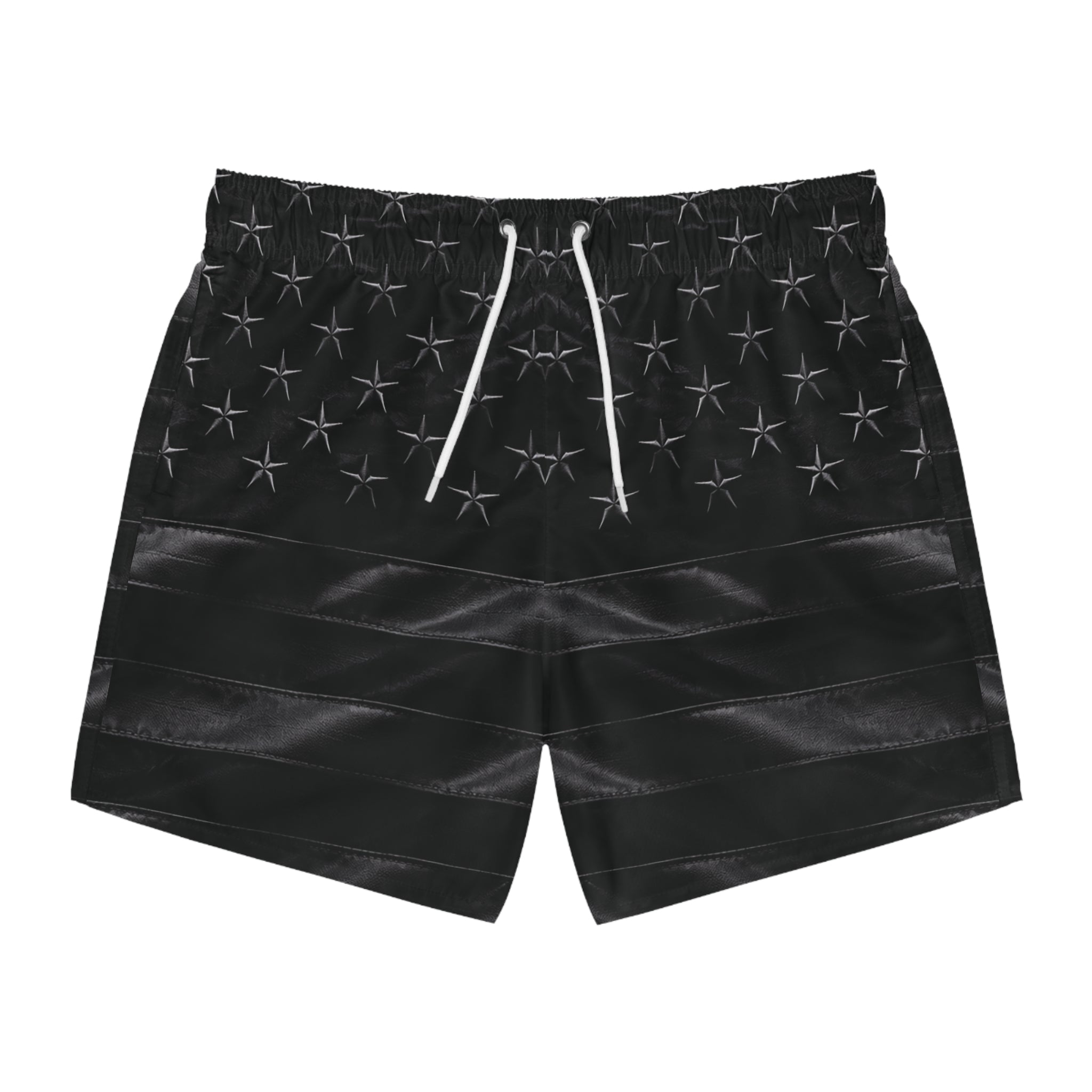 All-Black American Flag Swim Trunks — Patriotic Men's Swimwear
