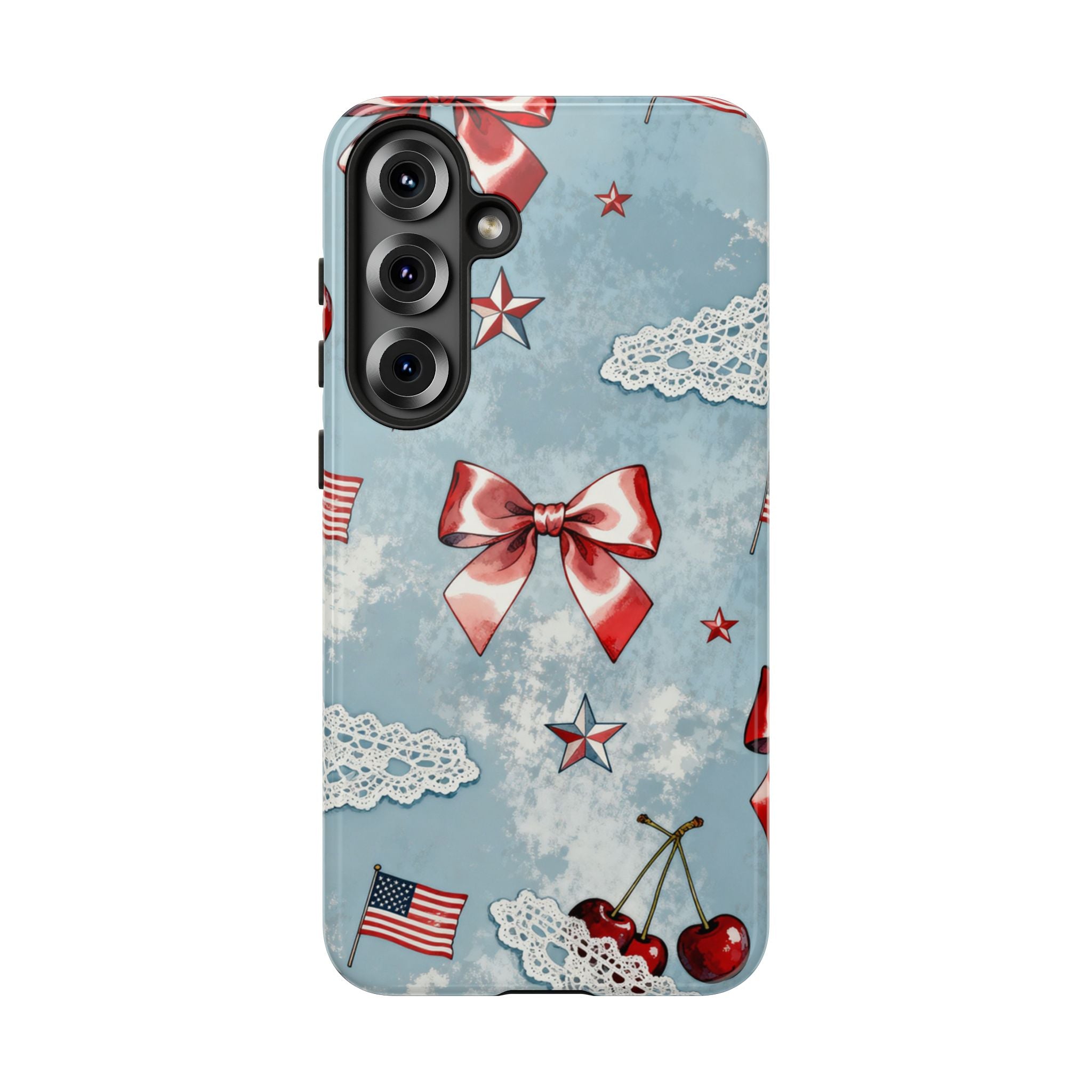 Americana Coquette Cherry Bow Phone Case Printify