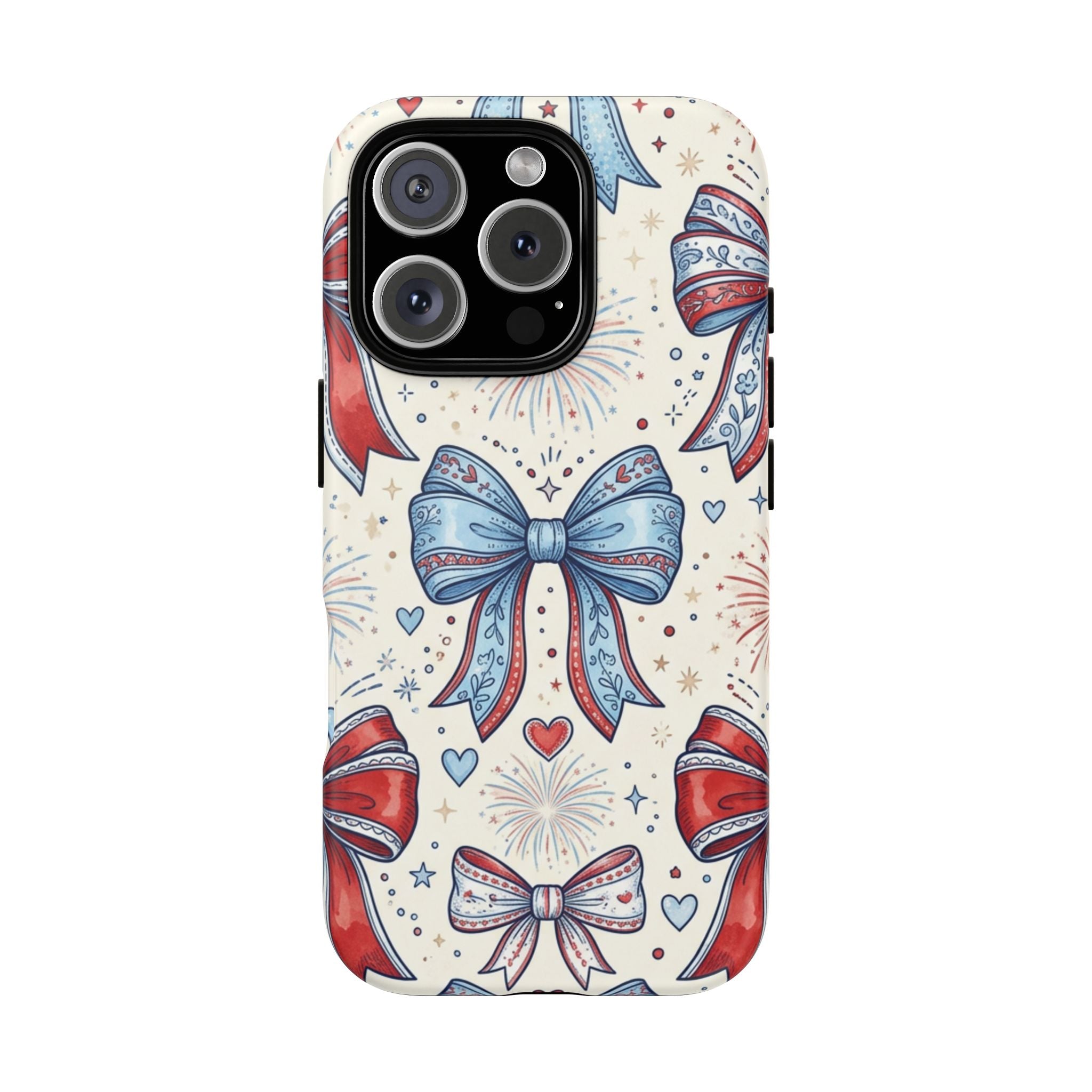 Patriotic Coquette Bows Phone Case – Americana Ribbon & Fireworks Design Printify