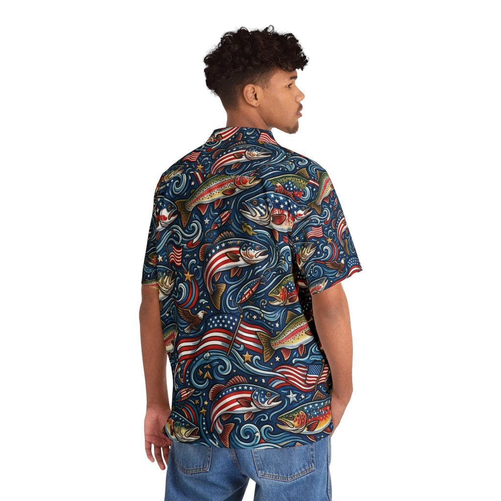American Bass Hawaiian Shirt — Men's Tropical Fishing Printify
