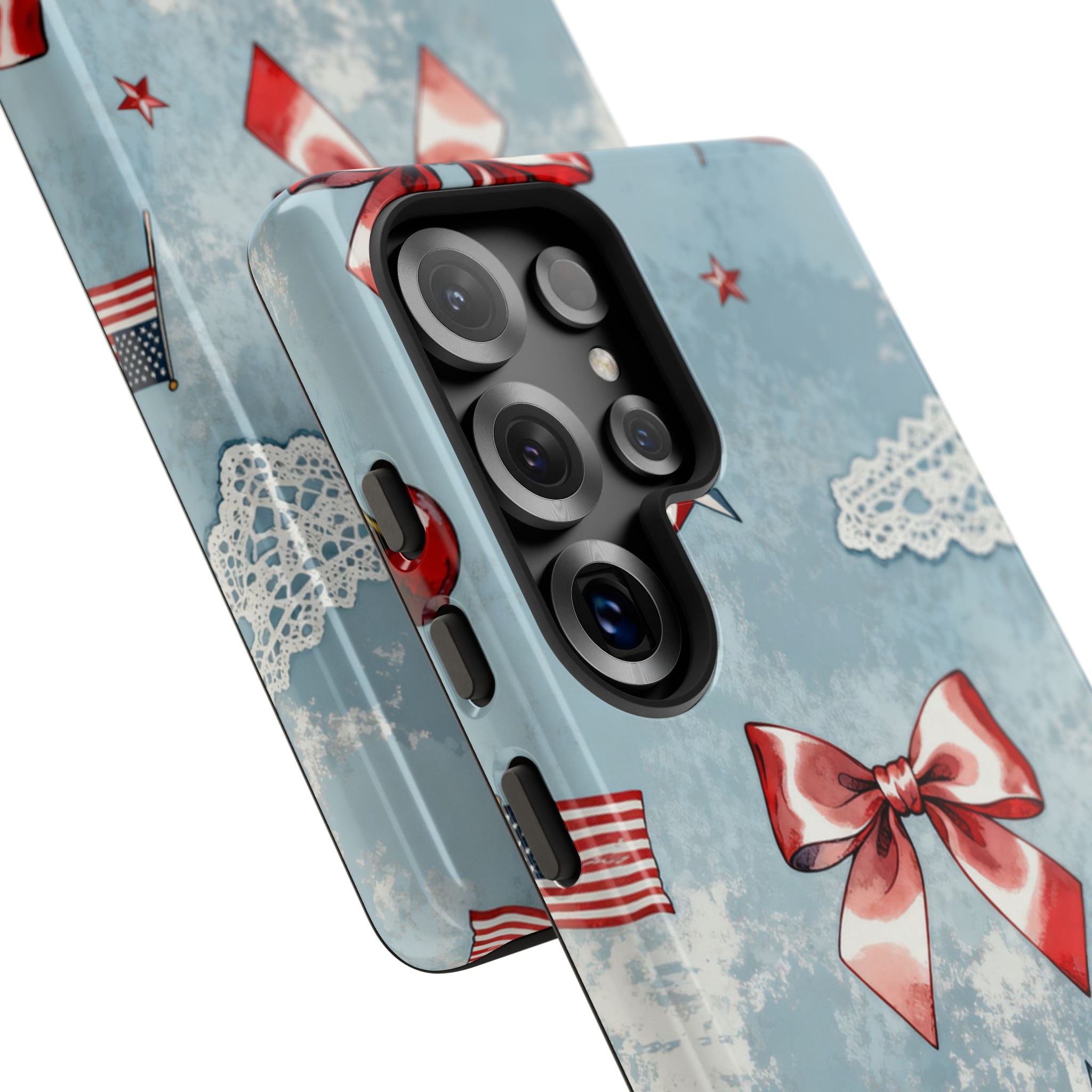 Americana Coquette Cherry Bow Phone Case Printify