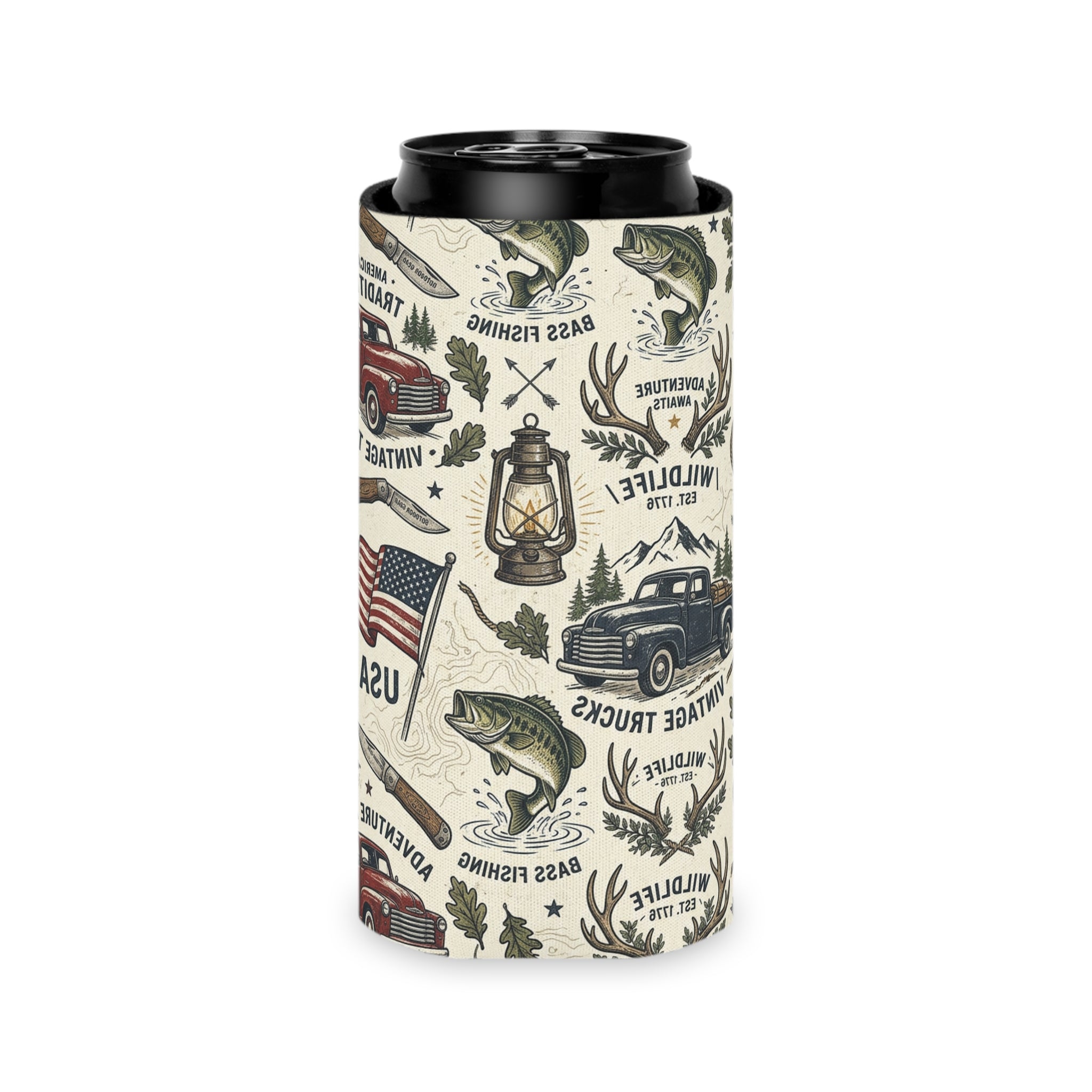Vintage Americana Outdoors Can Cooler Printify