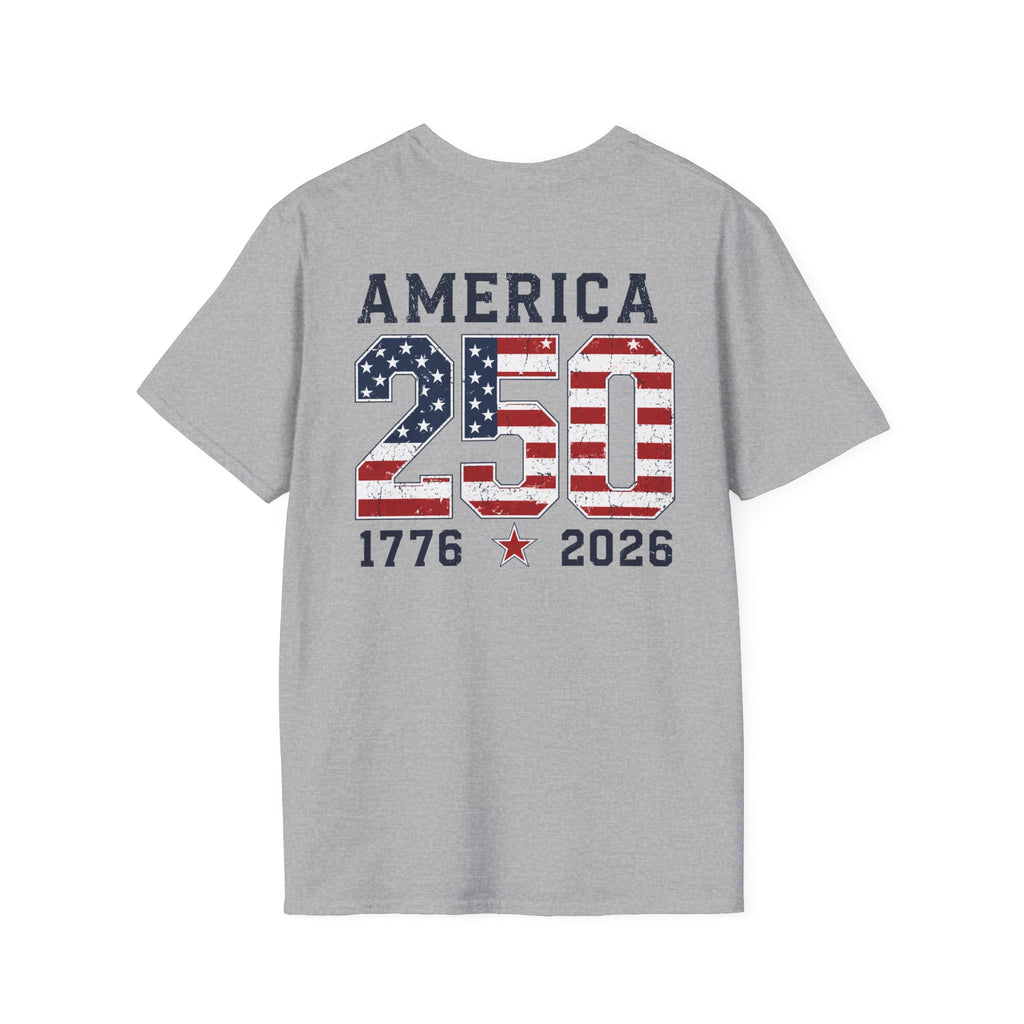 American Flag Pocket T-Shirt — "America's" Small Logo Patriotic Tee Printify