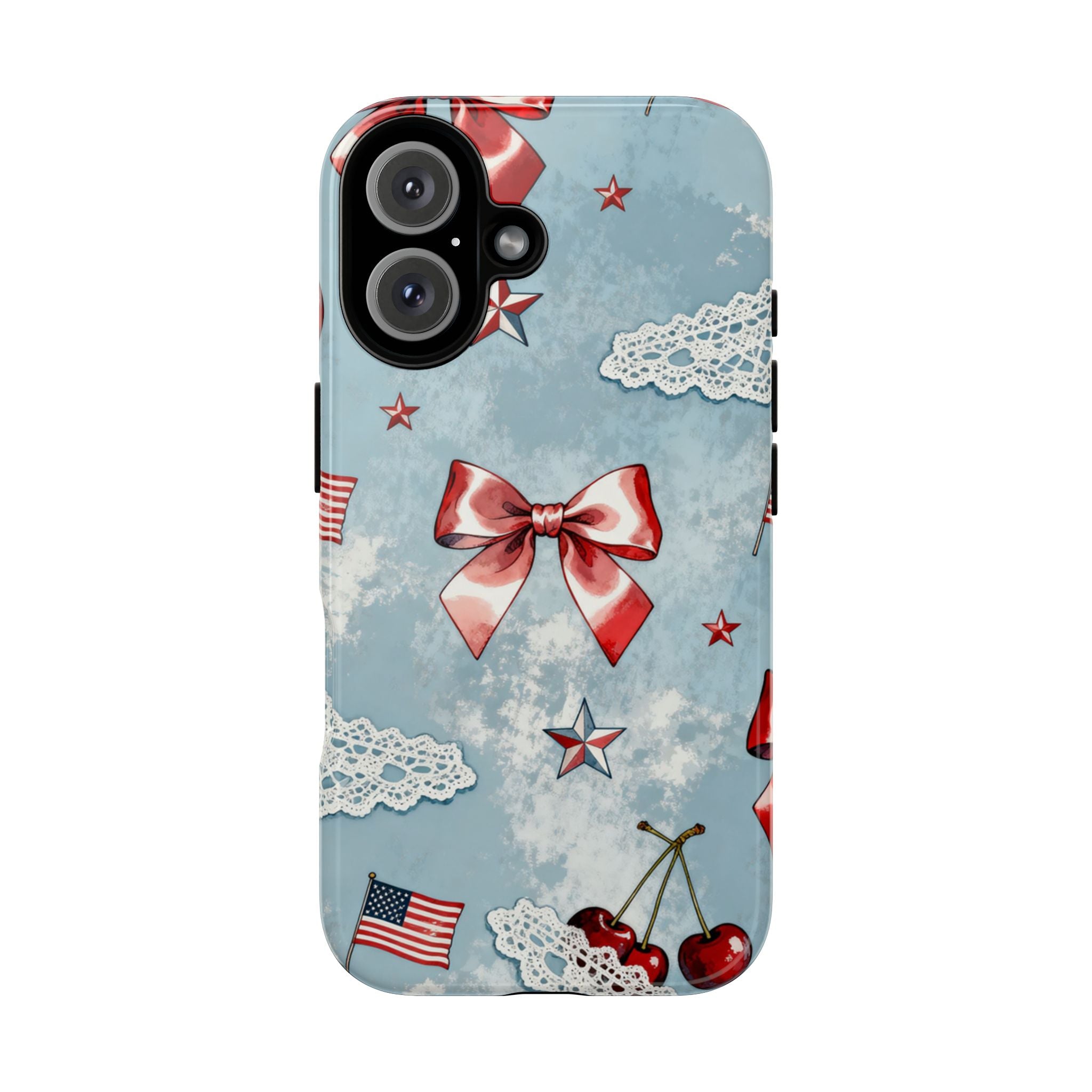 Americana Coquette Cherry Bow Phone Case Printify