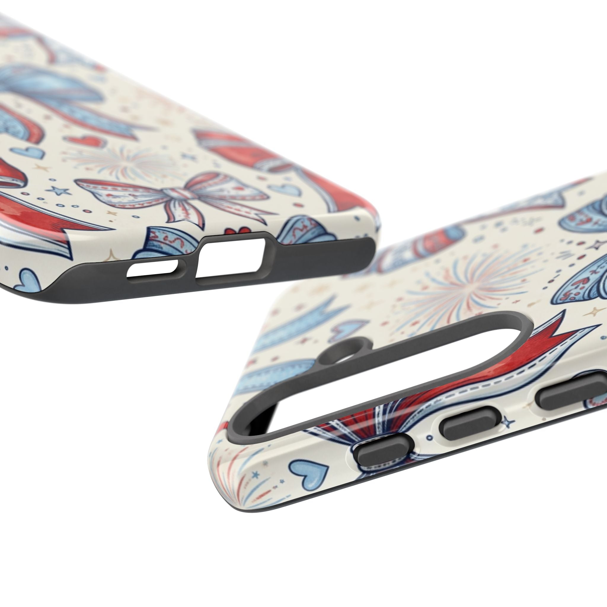 Patriotic Coquette Bows Phone Case – Americana Ribbon & Fireworks Design Printify