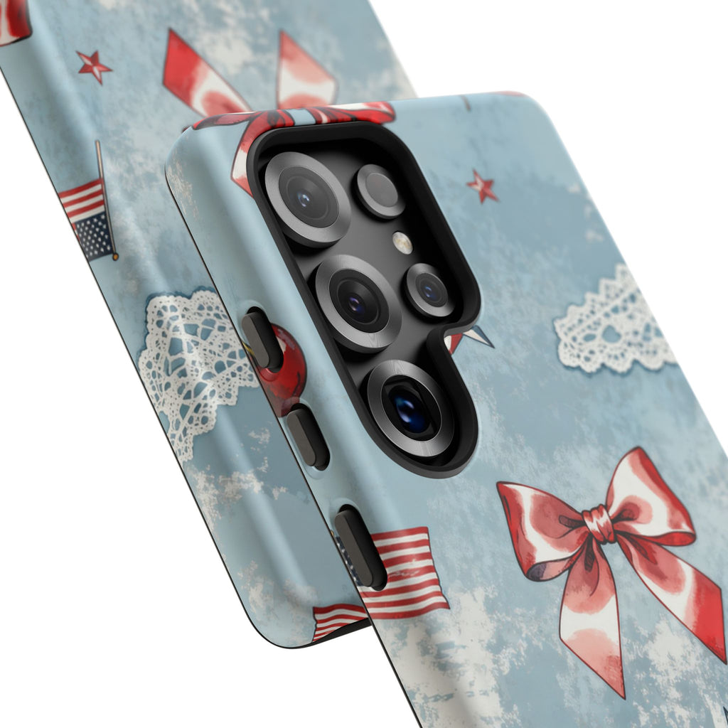 Americana Coquette Cherry Bow Phone Case Printify