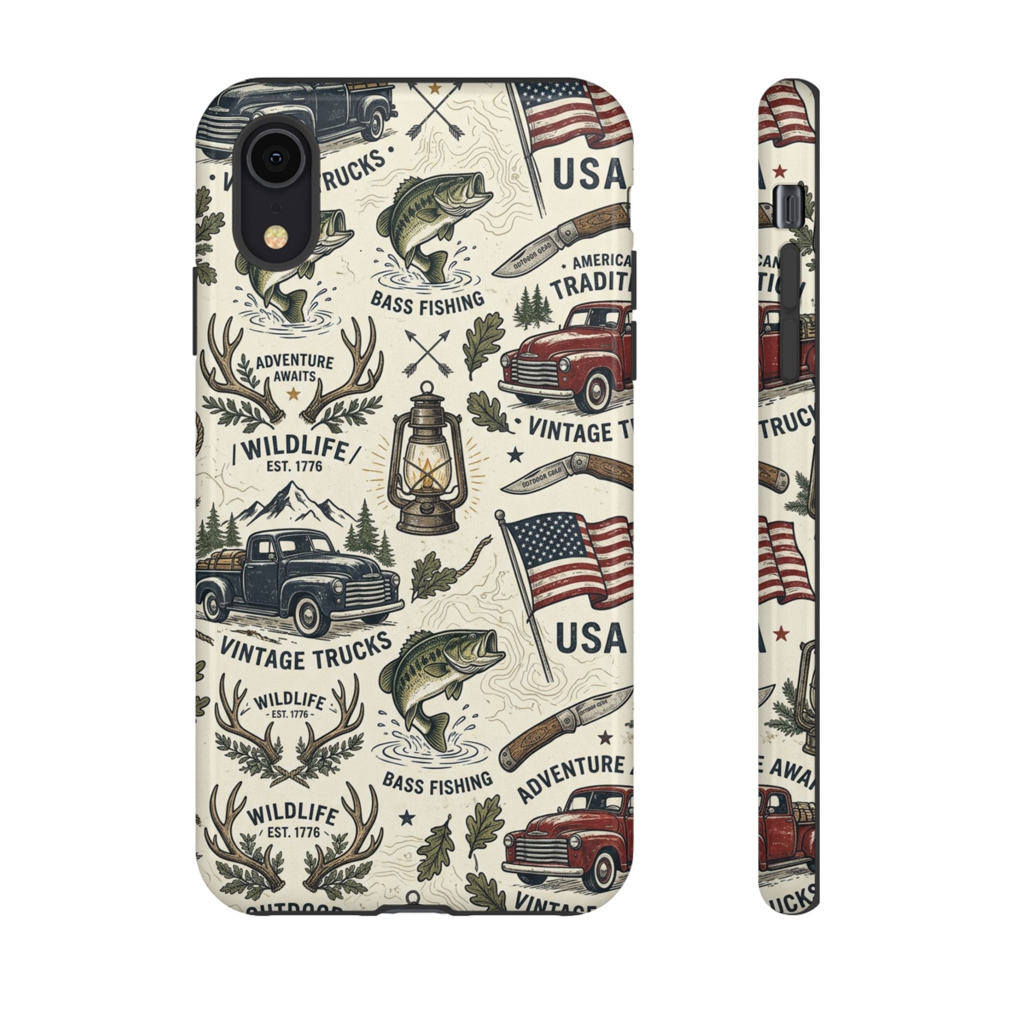 Patriotic Outdoors Phone Case – Bass Fishing & Vintage Americana Case Printify