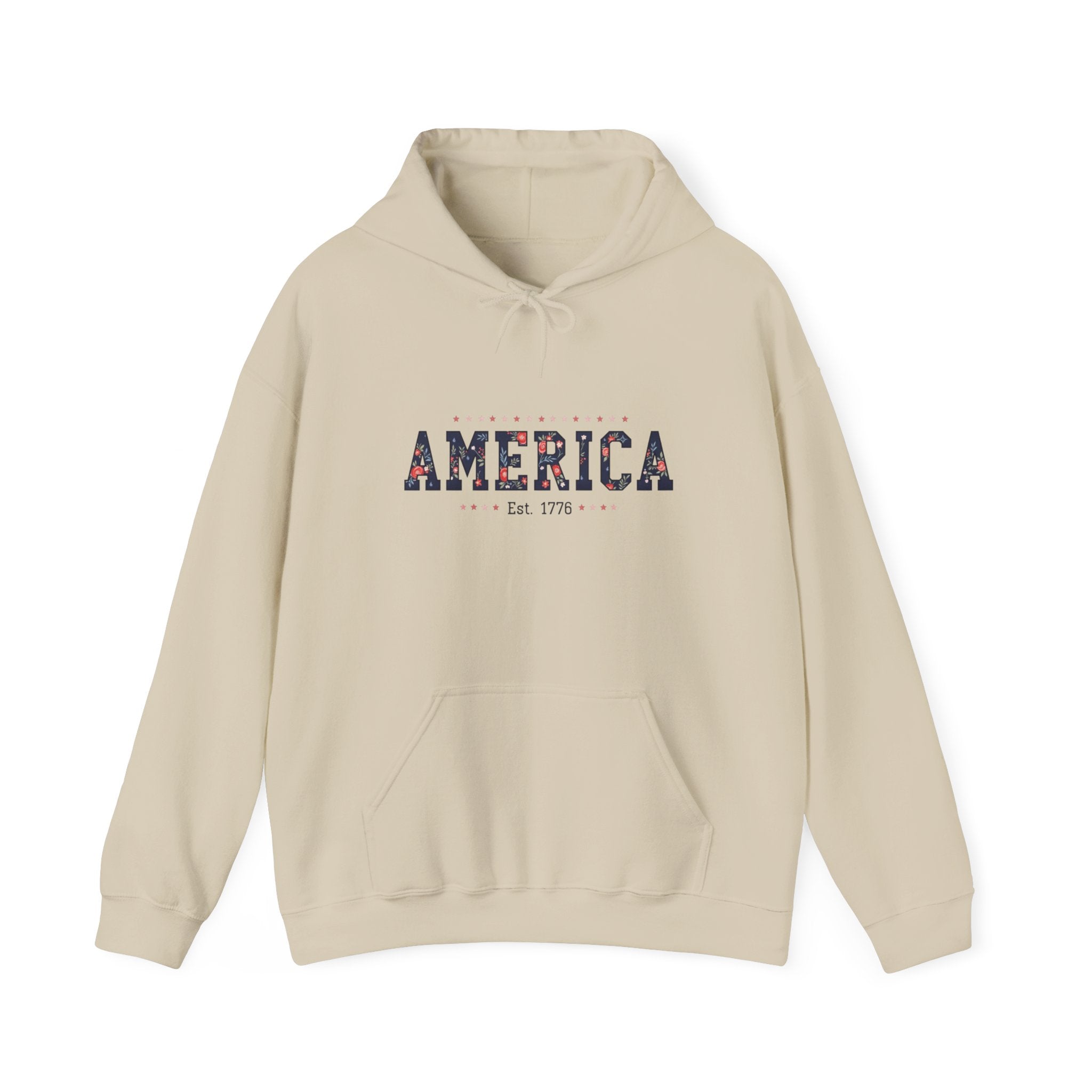 America Flower Hoodie — Floral USA Flag Sweatshirt Printify