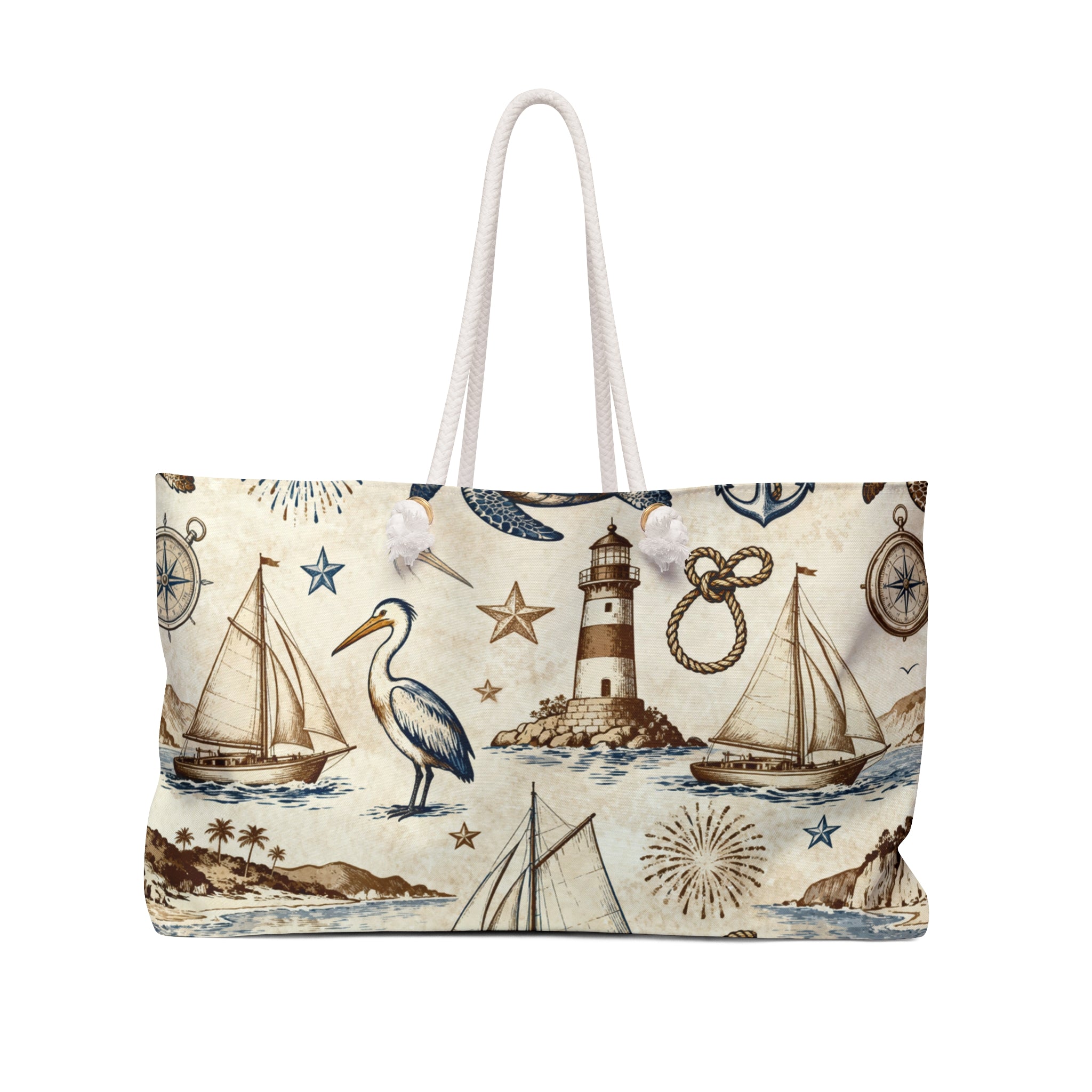 Coastal Americana Lighthouse Weekender Tote Bag Printify