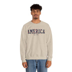 America Wildflower Crewneck Sweatshirt – Vintage Patriotic Floral Pullover Printify