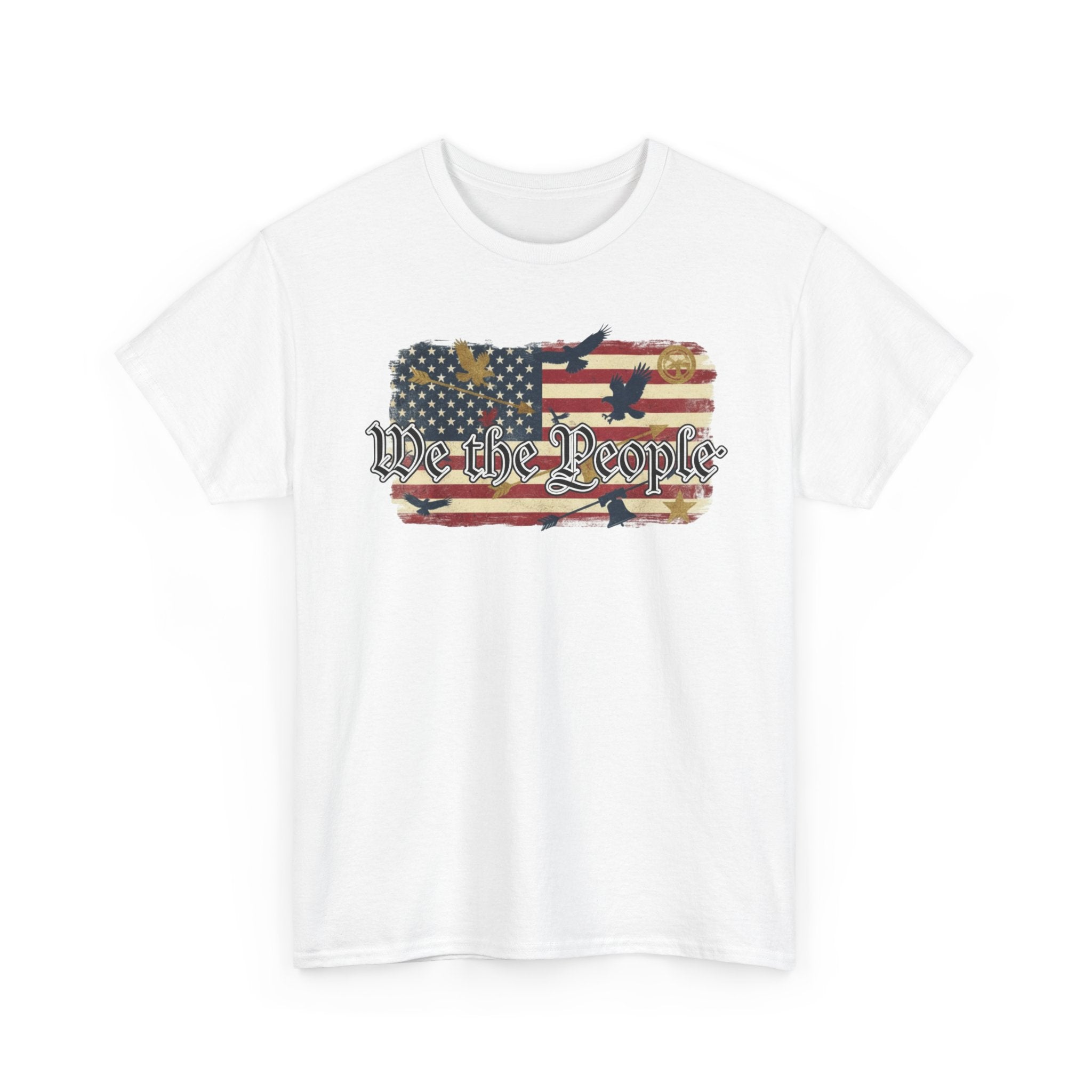 We The People American Flag Patriotic T-Shirt – Light Colors Unisex Heavy Cotton Tee