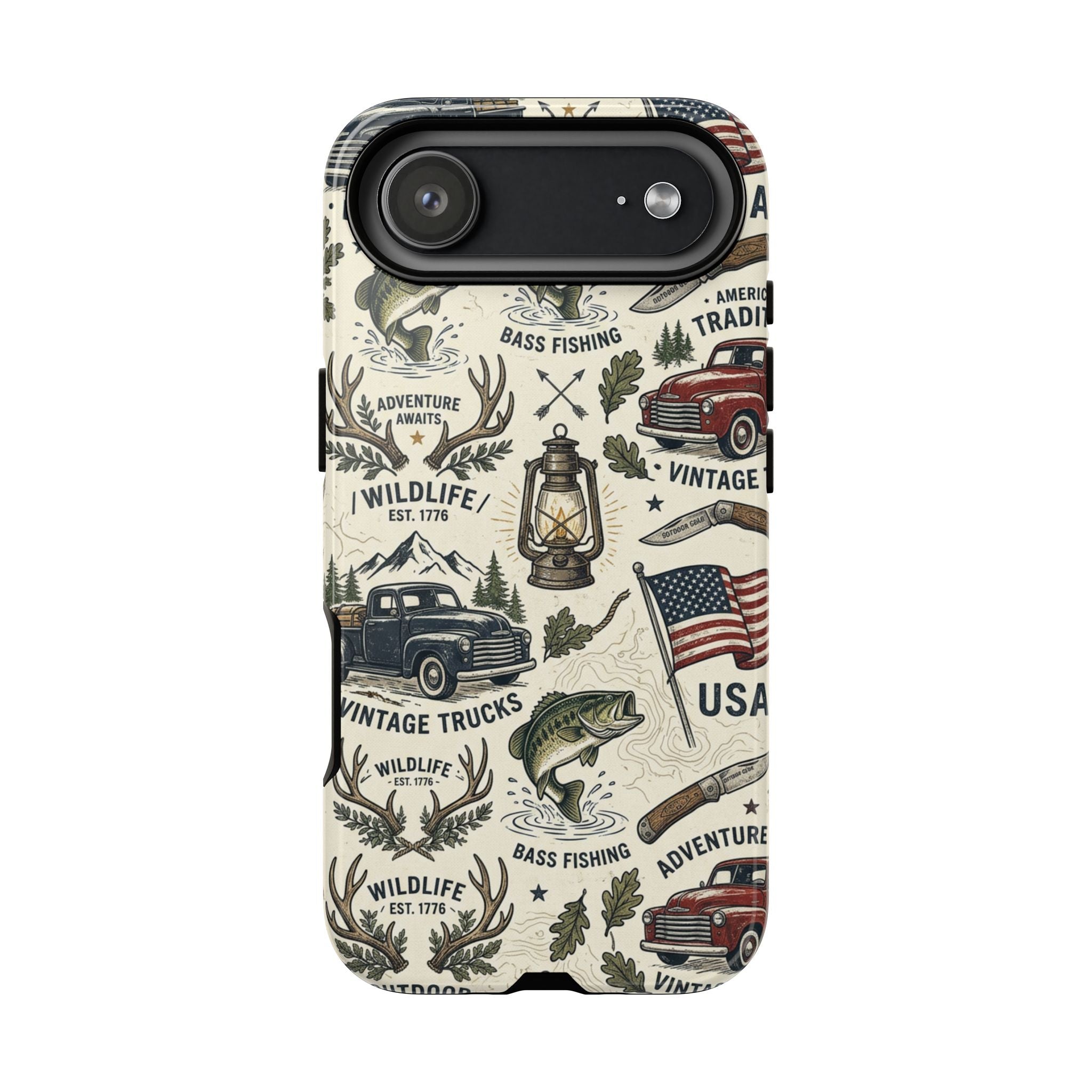 Patriotic Outdoors Phone Case – Bass Fishing & Vintage Americana Case Printify