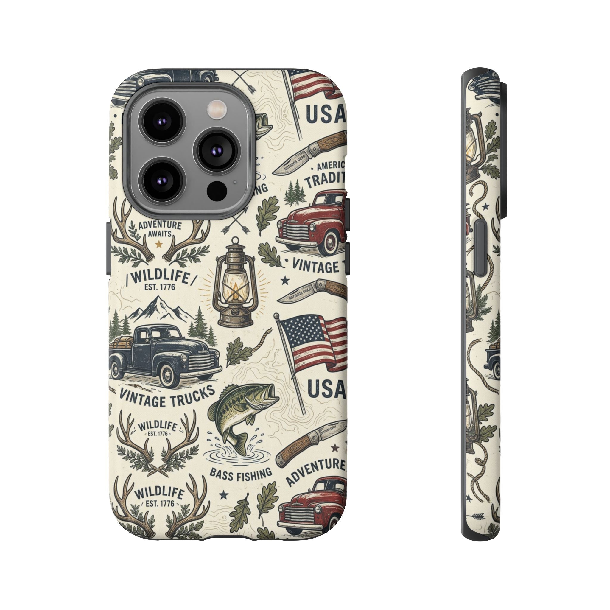 Patriotic Outdoors Phone Case – Bass Fishing & Vintage Americana Case Printify