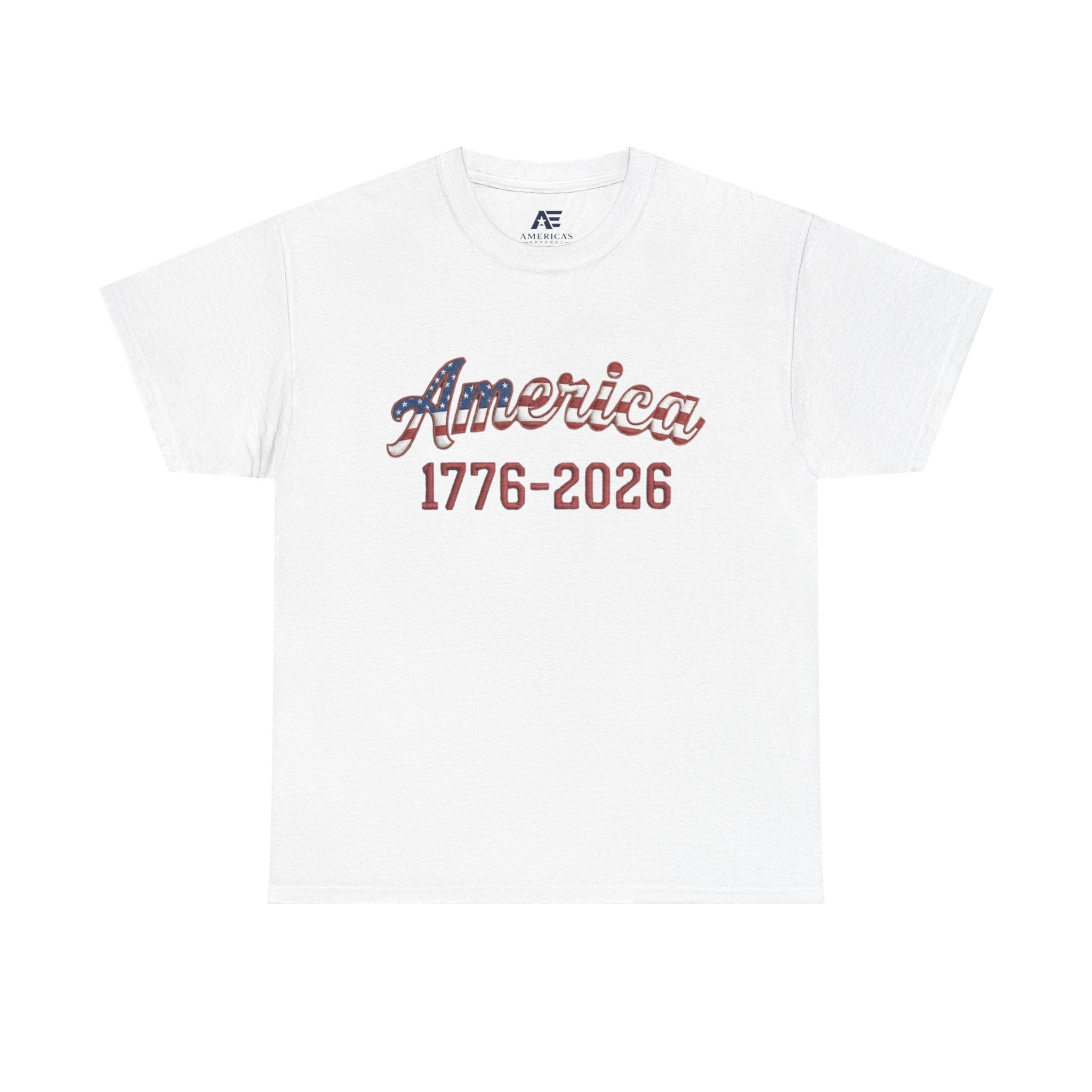 "America 1776–2026" Patriotic Unisex Cotton T-Shirt – Gildan 5000 Heavy Tee FIXED