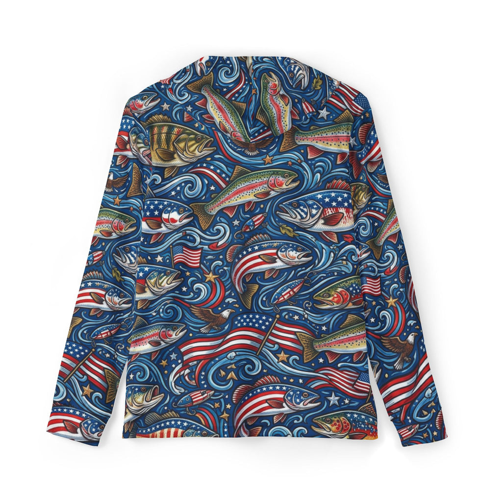 Patriot Angler Performance Hoodie – All-American Fishing Hooded Sun Shirt Printify