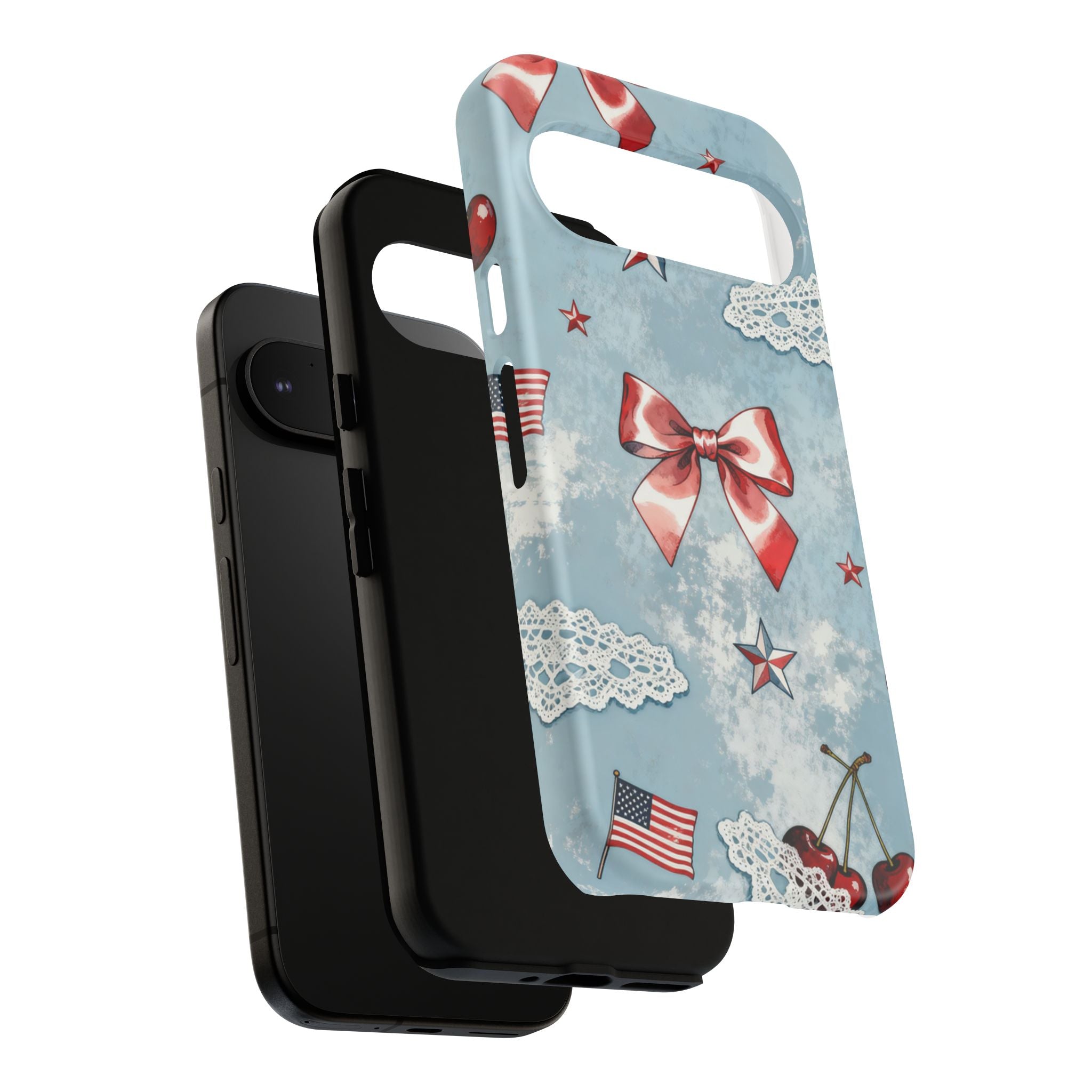 Americana Coquette Cherry Bow Phone Case Printify
