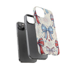 Patriotic Coquette Bows Phone Case – Americana Ribbon & Fireworks Design Printify