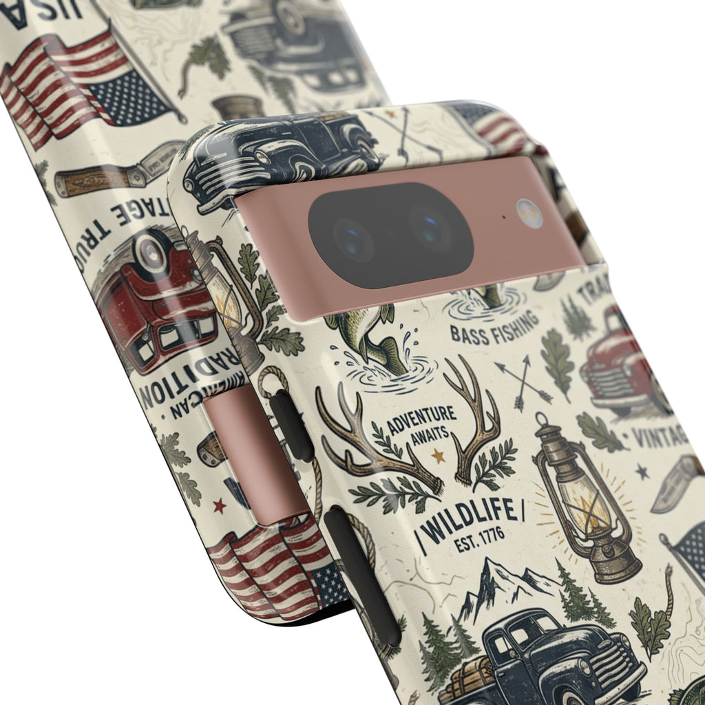 Patriotic Outdoors Phone Case – Bass Fishing & Vintage Americana Case Printify