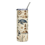 20oz Stainless Steel Tumbler — Nautical Turtles, Sailboats & Lighthouses Printify