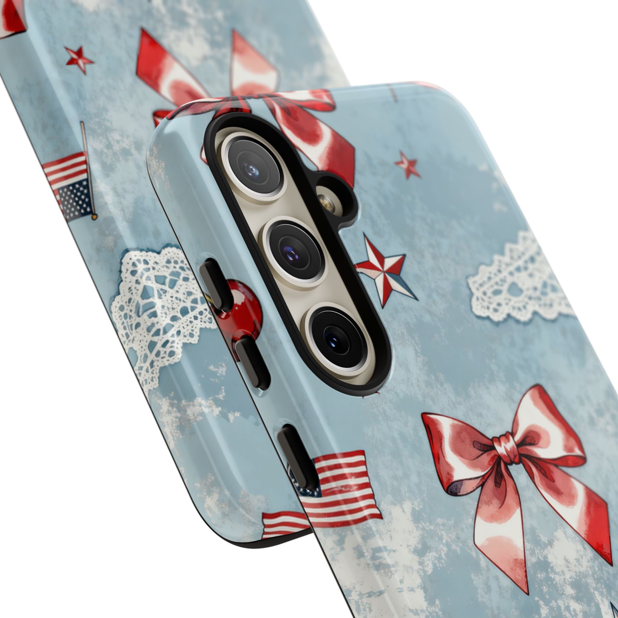 Americana Coquette Cherry Bow Phone Case Printify