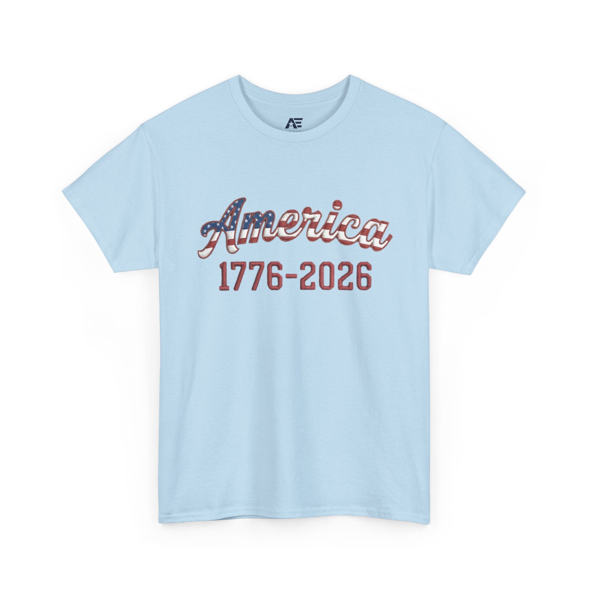 "America 1776–2026" Patriotic Unisex Cotton T-Shirt – Gildan 5000 Heavy Tee FIXED