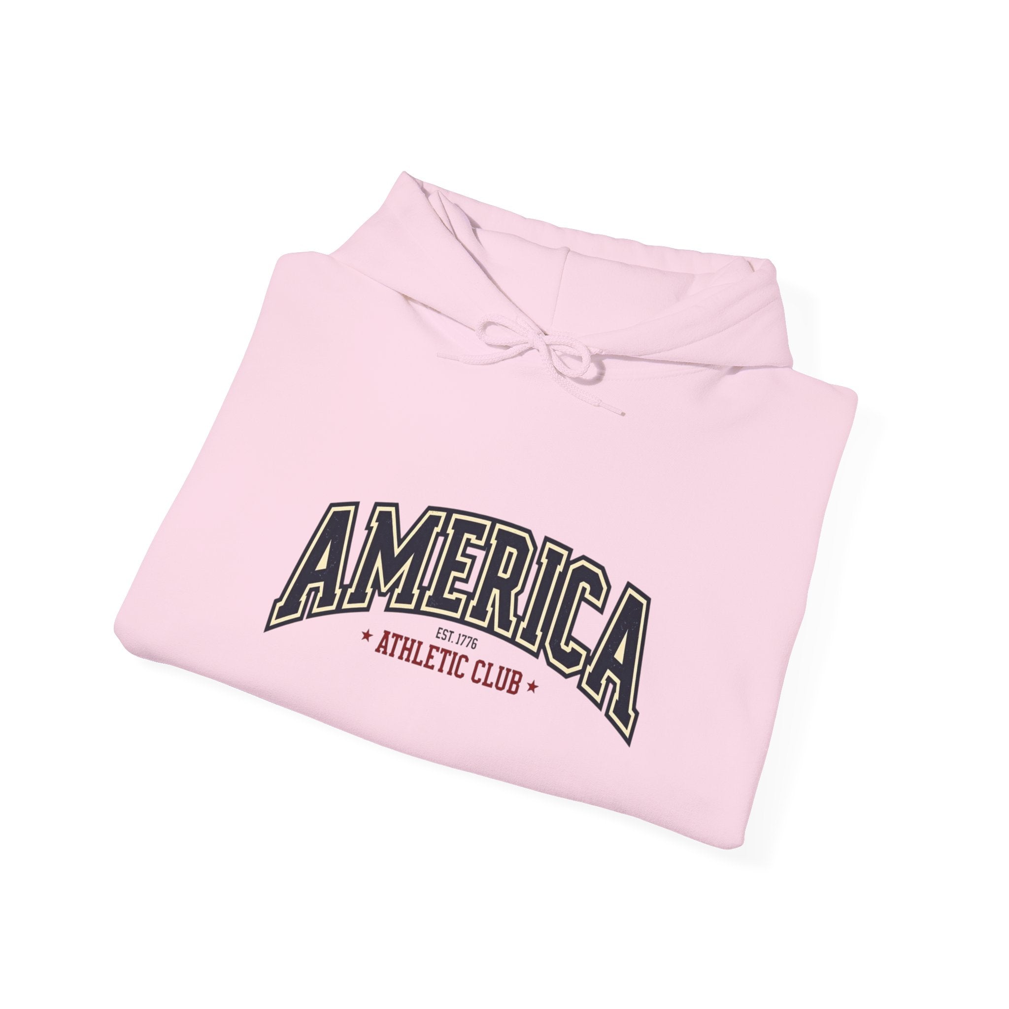 America Athletic Club Heavy Blend Hoodie – Vintage Collegiate Patriotic Sweatshirt Printify
