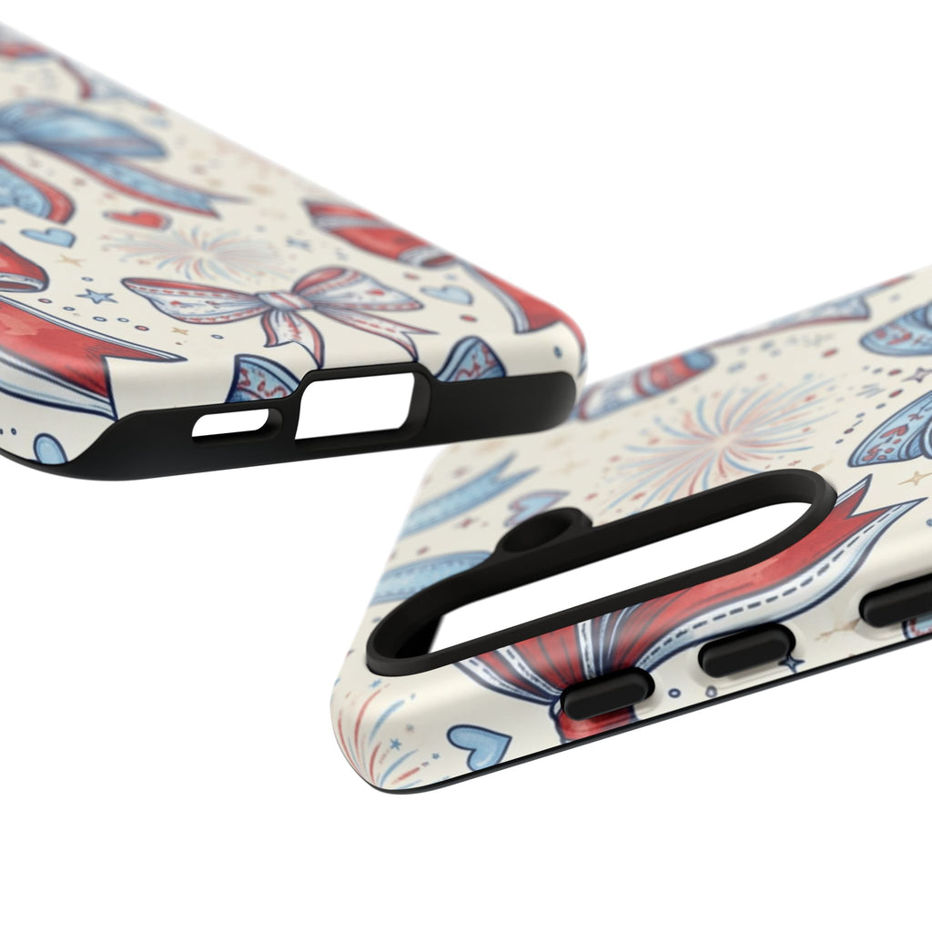 Patriotic Coquette Bows Phone Case – Americana Ribbon & Fireworks Design Printify