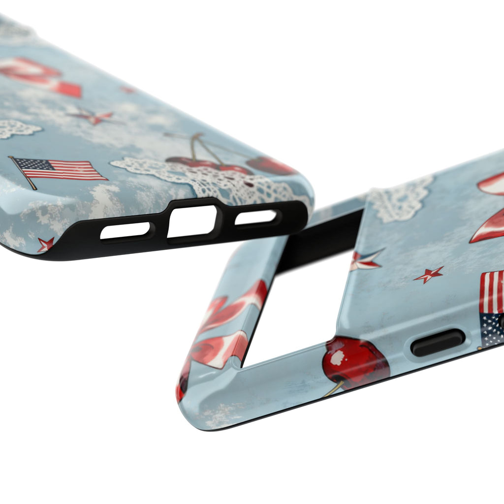 Americana Coquette Cherry Bow Phone Case Printify