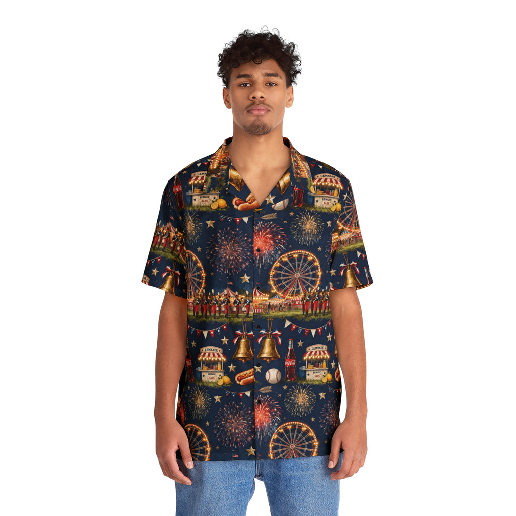 4th of July Men's Hawaiian Shirt – Patriotic Button-Up