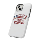 America Loves Winning Patriotic Phone Case – Tough Dual Layer iPhone & Samsung Galaxy S26 Case