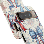Patriotic Coquette Bows Phone Case – Americana Ribbon & Fireworks Design Printify
