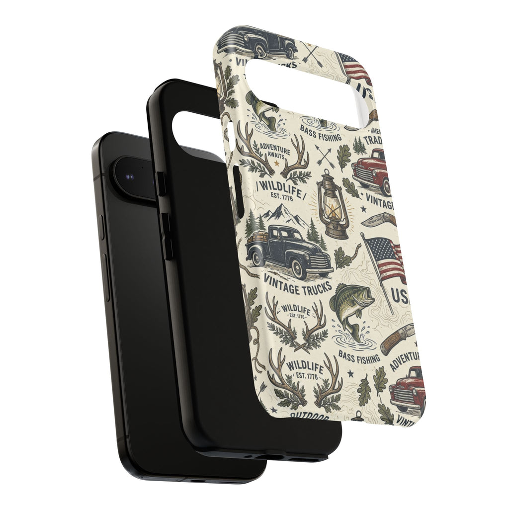 Patriotic Outdoors Phone Case – Bass Fishing & Vintage Americana Case Printify