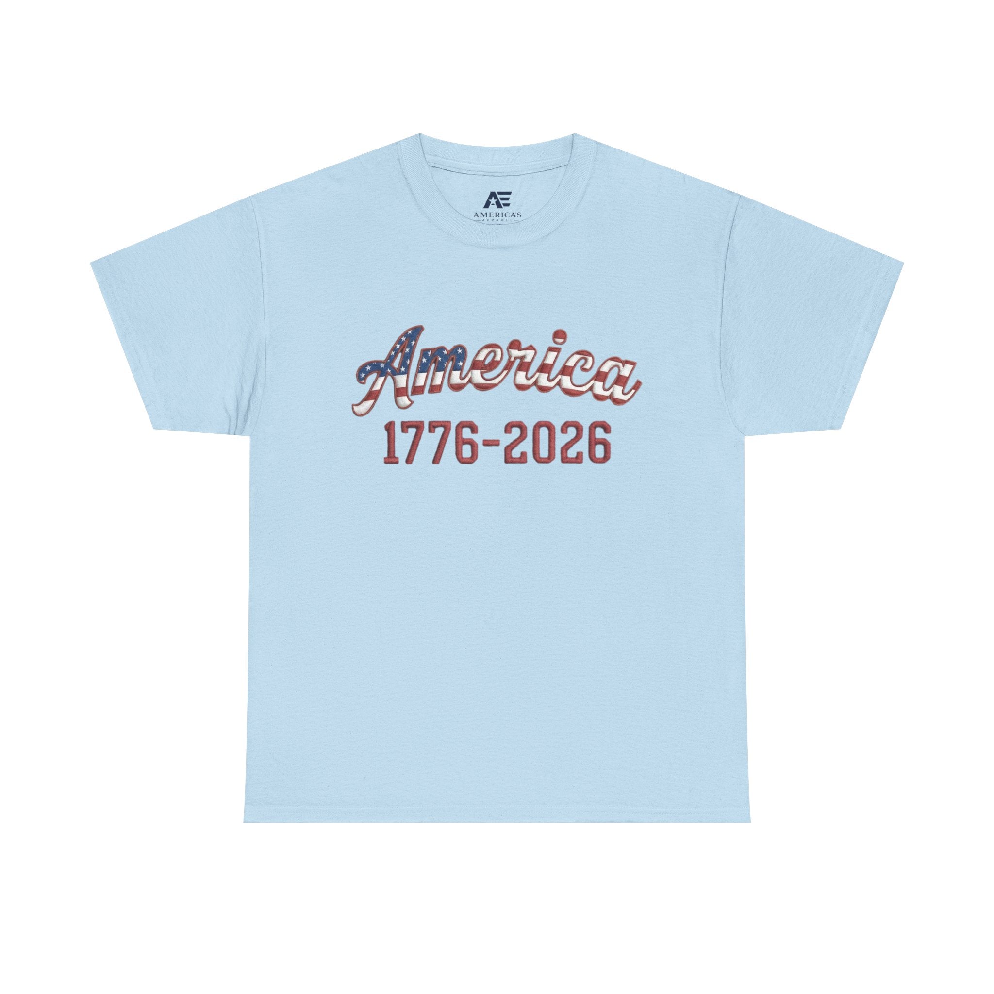 "America 1776–2026" Patriotic Unisex Cotton T-Shirt – Gildan 5000 Heavy Tee FIXED