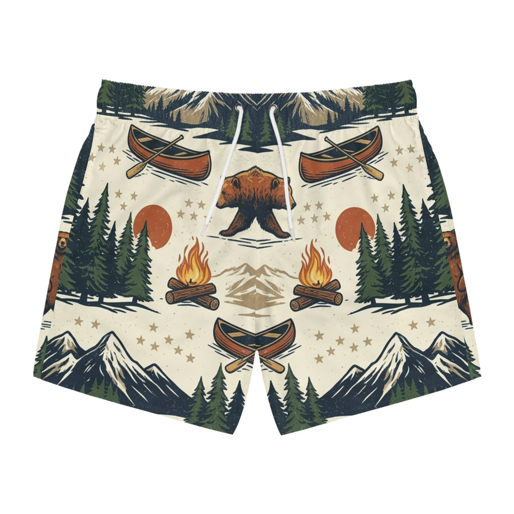 Bear Mountain Swim Trunks Printify