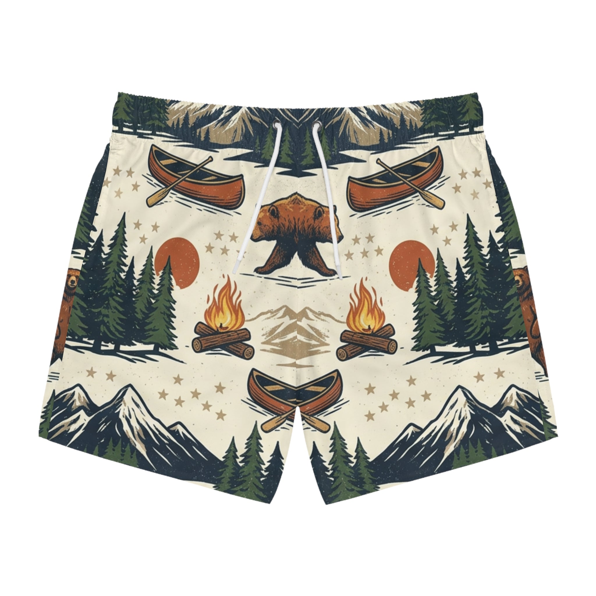 Bear Mountain Swim Trunks Printify