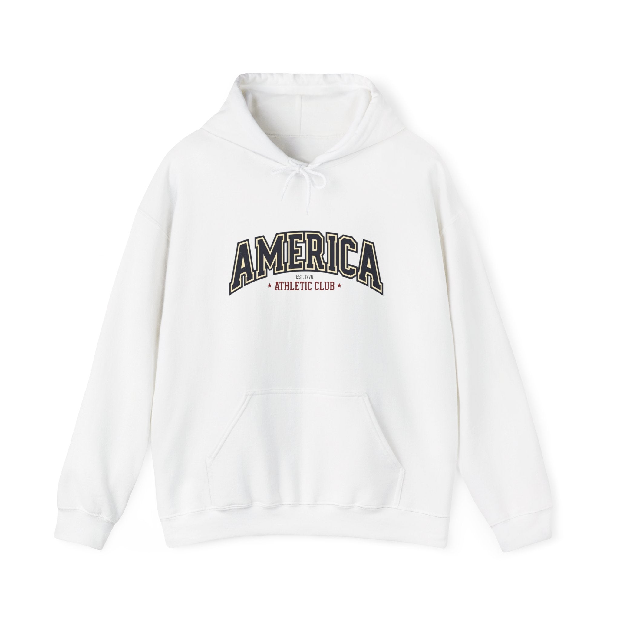 America Athletic Club Heavy Blend Hoodie – Vintage Collegiate Patriotic Sweatshirt Printify