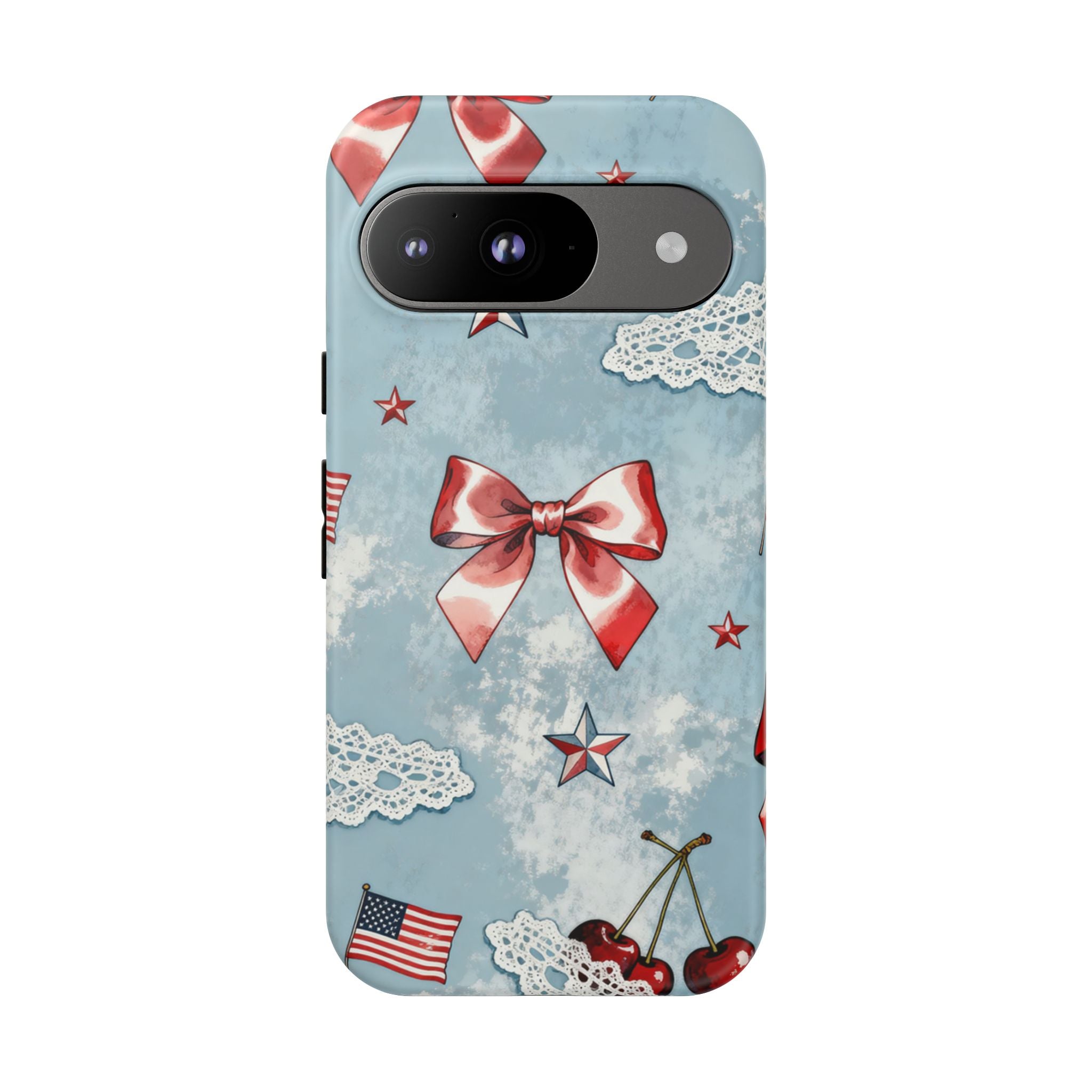 Americana Coquette Cherry Bow Phone Case Printify