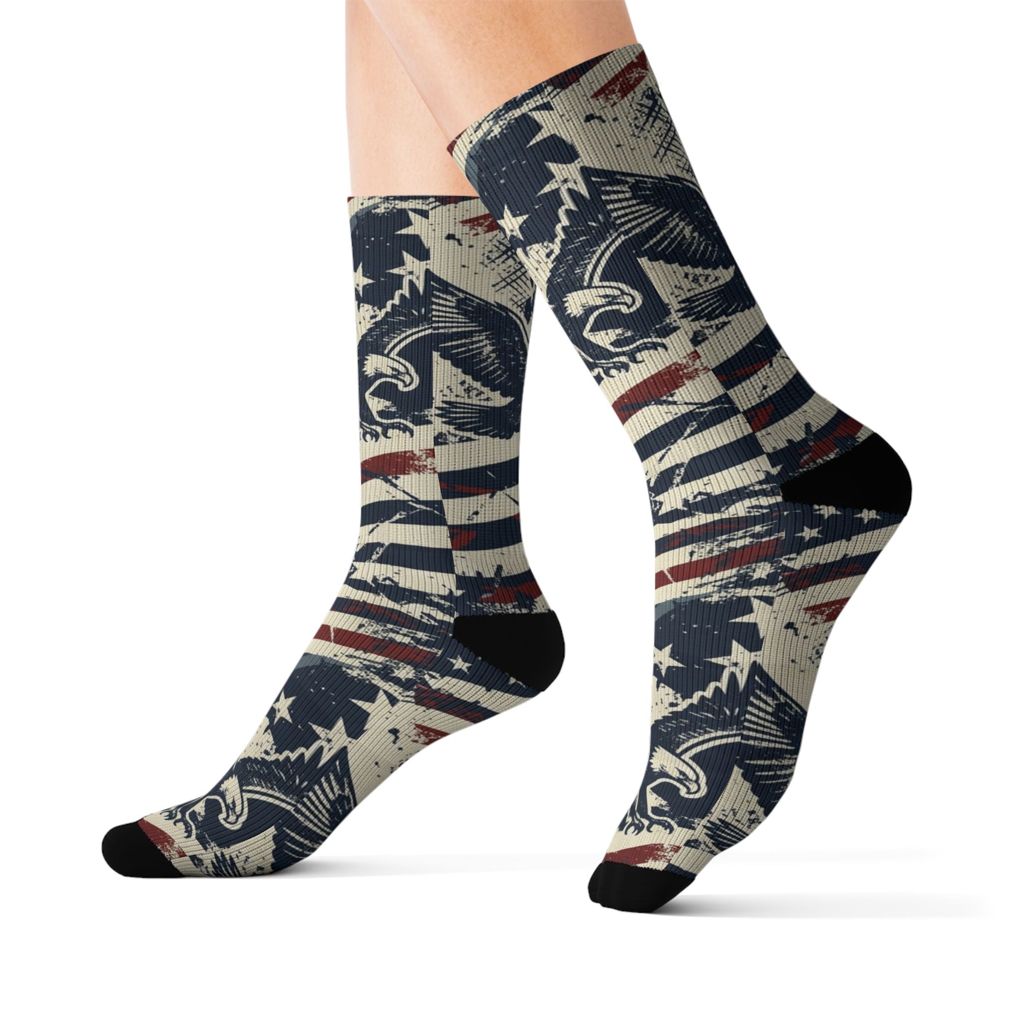 Freedom Eagle Crew Socks – Vintage Patriotic American Eagle Socks Printify