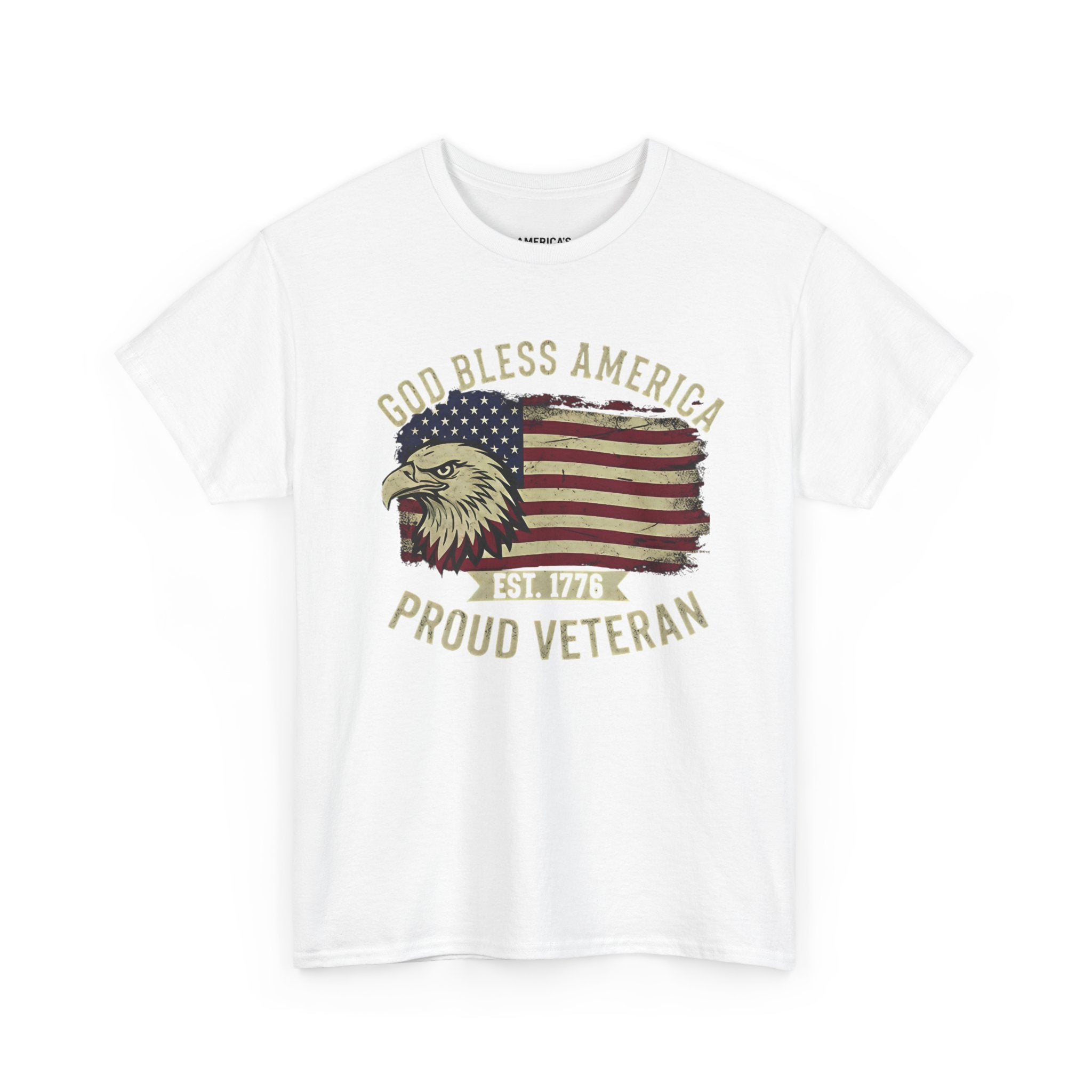 God Bless America Veterans Edition Patriotic T-Shirt – Vintage Eagle Flag Tee Printify